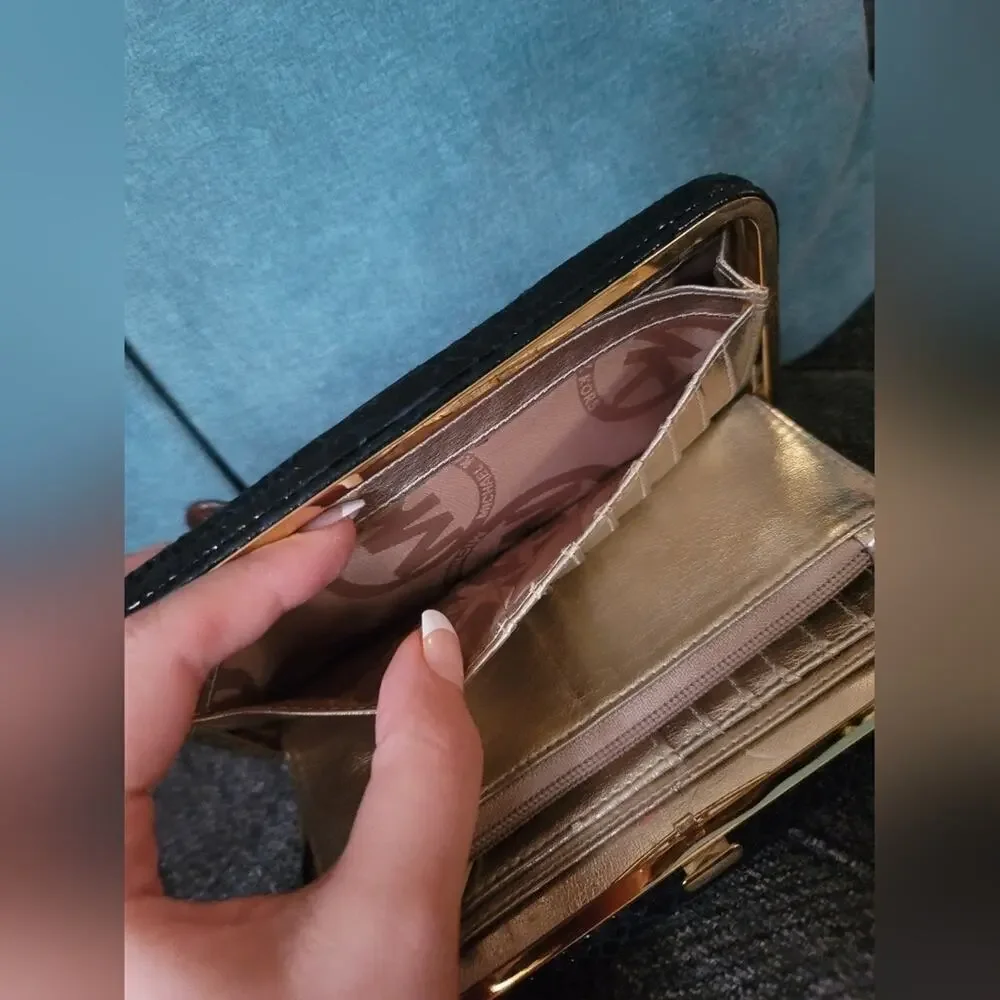 **EUC** Michael Kors black snakeskin embossed wallet